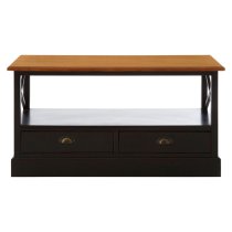 Vorgo Wooden Coffee Table With 2 Drawers In Black