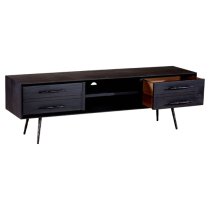 Madoca Wooden TV Stand With 2 Drawers And 1 Shelf In Dark Grey