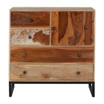 Merova Wooden Sideboard With 1 Door 4 Drawers In Multicolour