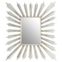 Zaria Sunburst Design Wall Mirror In Antique Silver Frame