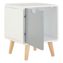 Milova Wooden Bedside Cabinet With 1 Door In White And Grey