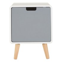 Milova Wooden Bedside Cabinet With 1 Door In White And Grey