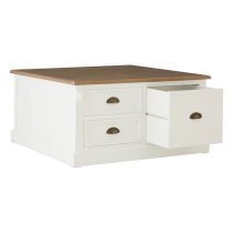 Hardtik Wooden Coffee Table With 3 Drawers In Natural And White