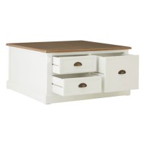 Hardtik Wooden Coffee Table With 3 Drawers In Natural And White