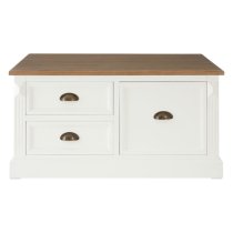 Hardtik Wooden Coffee Table With 3 Drawers In Natural And White