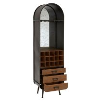 Trigona Natural Wooden Bar Cabinet With Black Metal Frame