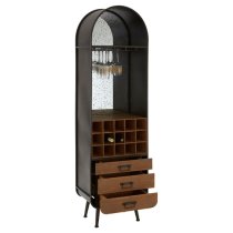 Trigona Natural Wooden Bar Cabinet With Black Metal Frame