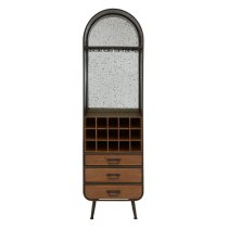 Trigona Natural Wooden Bar Cabinet With Black Metal Frame