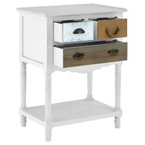 Waymore Wooden Side Table With 3 Drawers In White