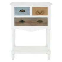 Waymore Wooden Side Table With 3 Drawers In White