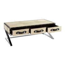 Kensick Wooden Coffee Table With 3 Drawers In Oak And Black