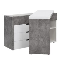 Uma Corner Gloss Storage Computer Desk In White Concrete Effect