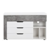 Uma Corner Gloss Storage Computer Desk In White Concrete Effect