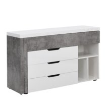 Uma Corner Gloss Storage Computer Desk In White Concrete Effect