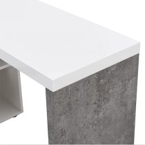 Uma Corner Gloss Storage Computer Desk In White Concrete Effect