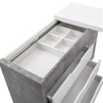 Uma Corner Gloss Storage Computer Desk In White Concrete Effect