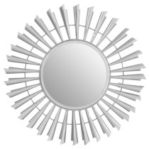 Casa Round Sunburst Effect Wall Mirror In Nickel Metal Frame