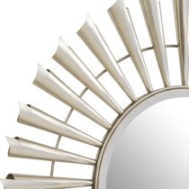 Casa Round Sunburst Effect Wall Mirror In Nickel Metal Frame