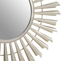 Casa Round Sunburst Effect Wall Mirror In Nickel Metal Frame