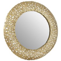 Casa Round Pebble Design Wall Mirror In Brass Metal Frame