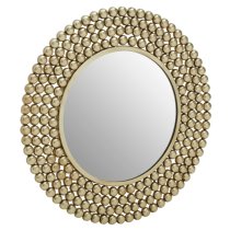 Casa Round Beaded Effect Wall Mirror In Gold Metal Frame