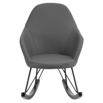 Giausar Upholstered Faux Leather Rocking Chair In Dark Grey