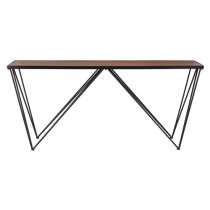 Ashbling Wooden Console Table With Black Metal Frame In Natural