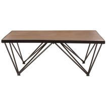 Ashbling Wooden Coffee Table With Black Metal Frame In Natural