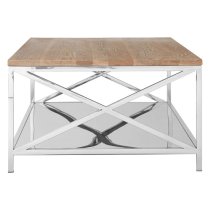 Chaw Wooden Coffee Table With Stainless Steel Frame In Oak