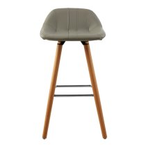 Porrima Grey Faux Leather Bar Stools In Pair