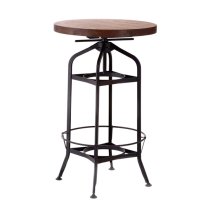 Ashbling Wooden Bar Table With Black Metal Frame In Natural