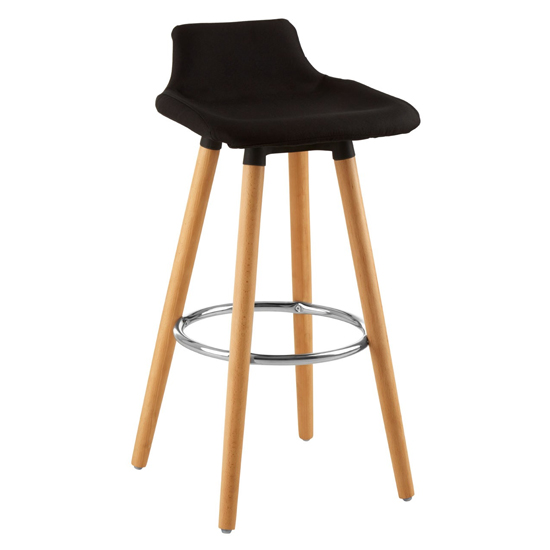 Porrima Fabric Seat Bar Stool In Black