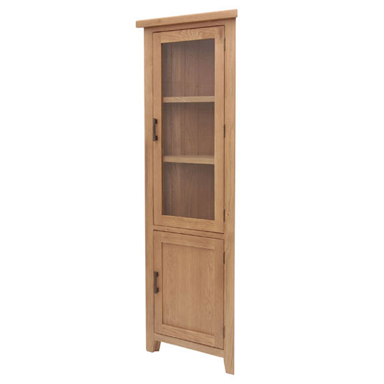 Hampshire Wooden Corner Display Cabinet In Oak