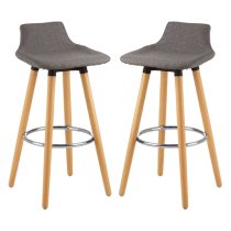 Porrima Grey Fabric Seat Bar Stools In Pair