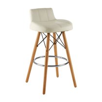 Porrima White Faux Leather Effect Bar Stools In Pair