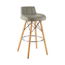 Porrima Grey Faux Leather Effect Bar Stools In Pair