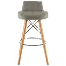 Porrima Grey Faux Leather Effect Bar Stools In Pair