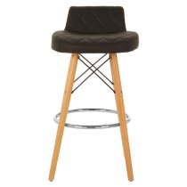 Porrima Black Faux Leather Bar Stools With Natural Legs In Pair