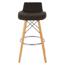 Porrima Black Faux Leather Bar Stools With Natural Legs In Pair