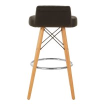 Porrima Black Faux Leather Bar Stools With Natural Legs In Pair