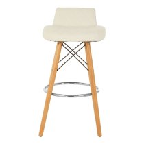 Porrima White Faux Leather Bar Stools With Natural Legs In Pair