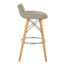 Porrima Grey Faux Leather Bar Stools With Natural Legs In Pair