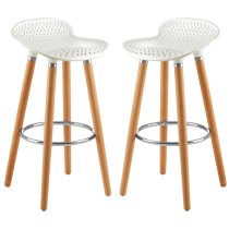 Porrima Matte White Plastic Seat Bar Stools In Pair