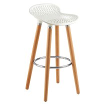 Porrima Matte White Plastic Seat Bar Stools In Pair