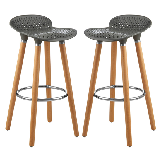 Porrima Matte Grey Plastic Seat Bar Stools In Pair