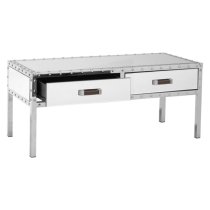 Rivota Mirrored Glass Coffee Table With 2 Drawers In Silver