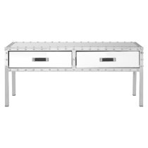 Rivota Mirrored Glass Coffee Table With 2 Drawers In Silver