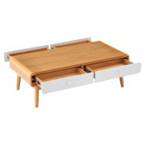 Maloga Wooden Coffee Table With 4 Drawers In White And Oak