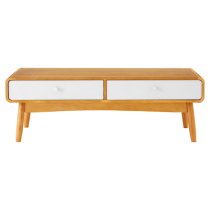 Maloga Wooden Coffee Table With 4 Drawers In White And Oak