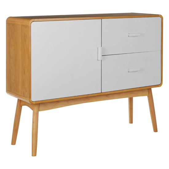 Maloga Wooden Sideboard With 1 Door 2 Drawers In White And Oak